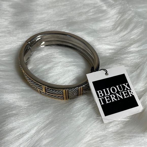Bijoux Terner 2-Tone Hinged Cuff Bracelet - Picture 1 of 6